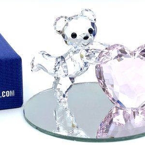Swarovski - Kris bear with big pink heart MIB Display mirror